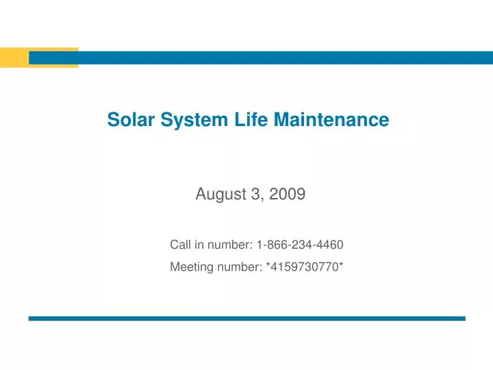 solar system life maintenance