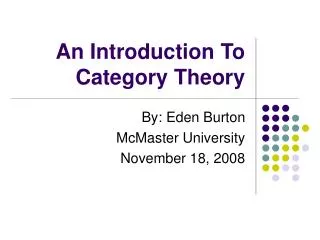 An Introduction To Category Theory