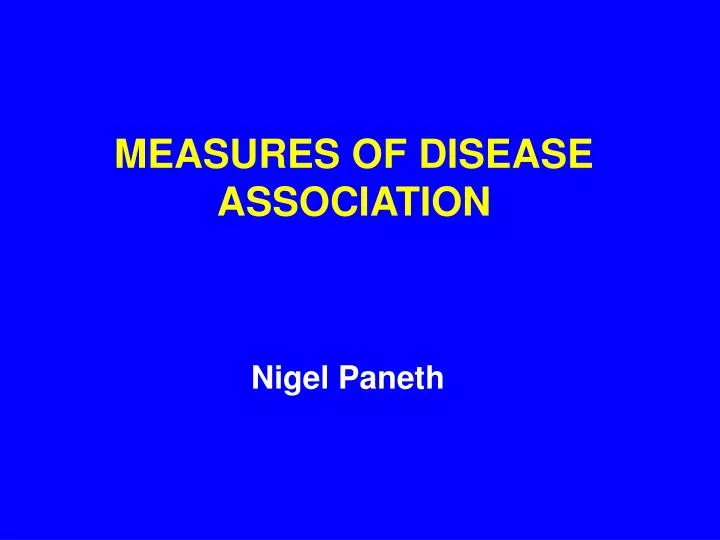 measures of disease association