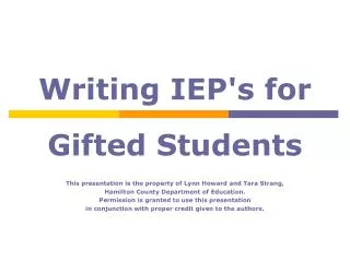 Writing IEP's for