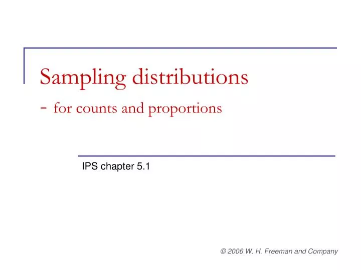 sampling distributions for counts and proportions