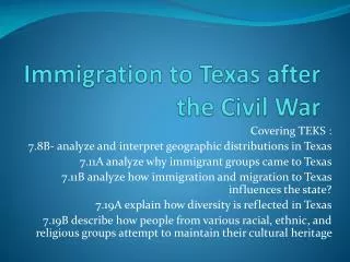 Immigration to Texas after the Civil War