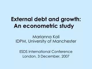 External debt and growth: An econometric study