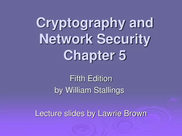 cryptography and network security chapter 5