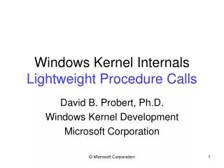 Windows Kernel Internals Lightweight Procedure Calls