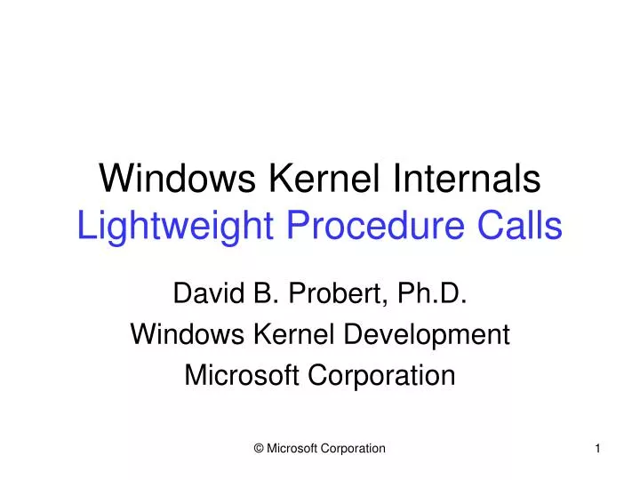 windows kernel internals lightweight procedure calls
