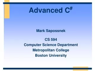 Advanced C #