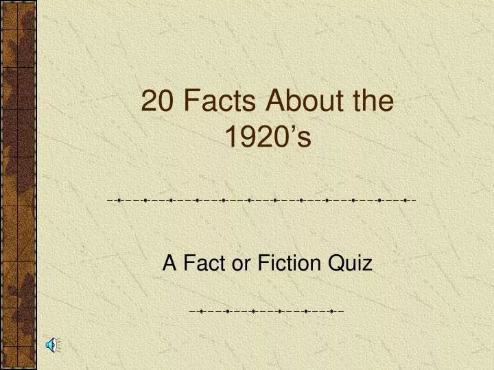20 facts about the 1920 s
