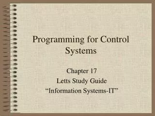 Programming for Control Systems