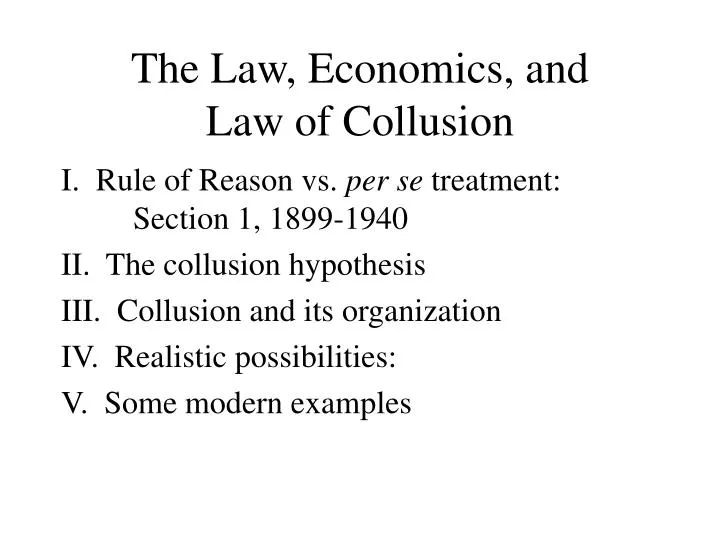 the law economics and law of collusion
