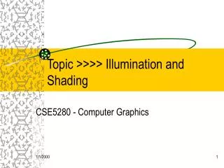 Topic &gt;&gt;&gt;&gt; Illumination and Shading