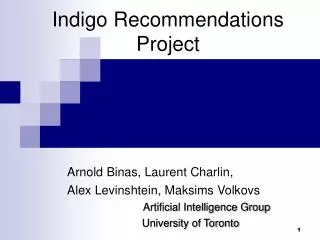Indigo Recommendations Project