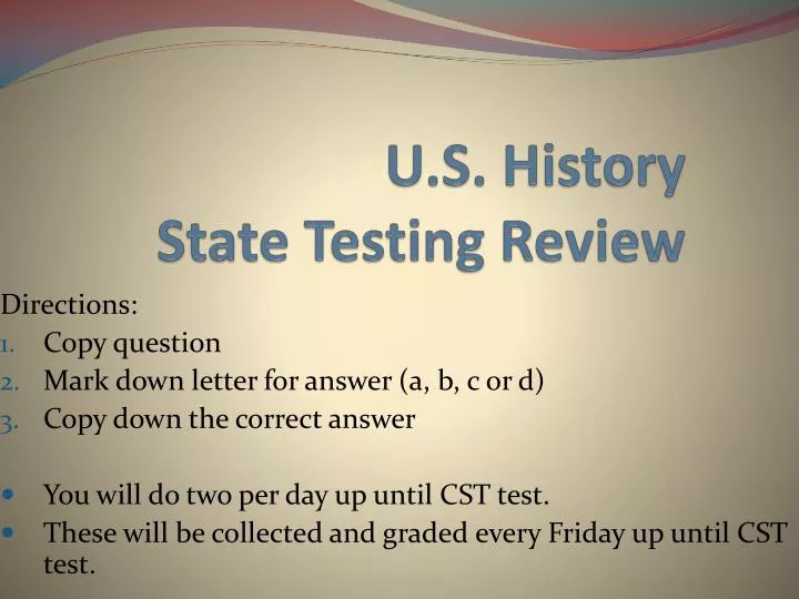 u s history state testing review