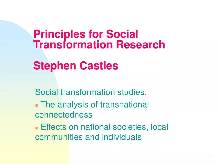 principles for social transformation research stephen castles