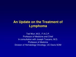 An Update on the Treatment of Lymphoma