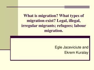 What is migration? What types of migration exist? Legal, illegal, irregular migrants; refugees; labour migration.