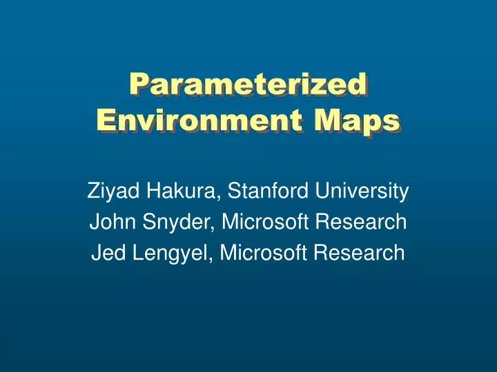 parameterized environment maps