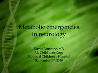 Metabolic emergencies in neurology
