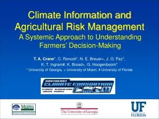 Climate Information and Agricultural Risk Management
