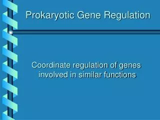 Prokaryotic Gene Regulation