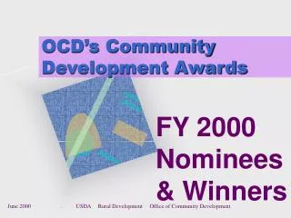 OCD’s Community Development Awards