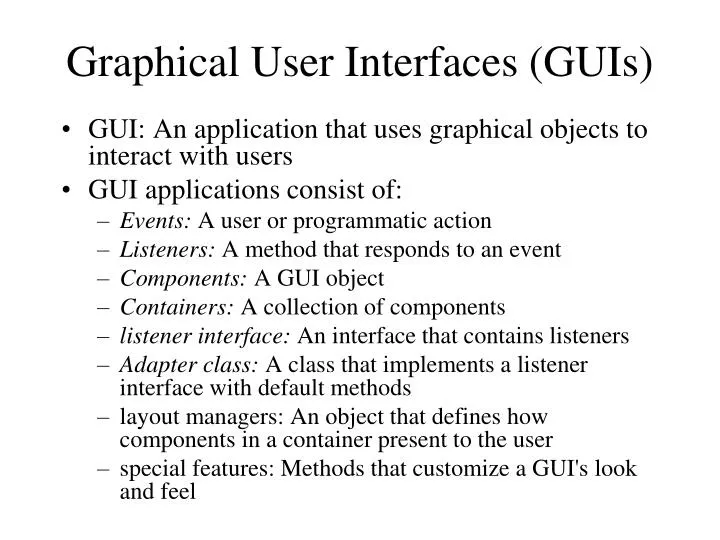graphical user interfaces guis