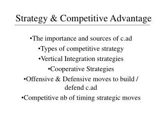 Strategy &amp; Competitive Advantage