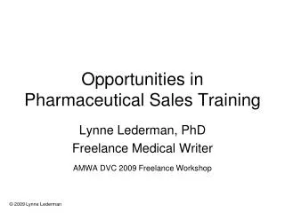 Opportunities in Pharmaceutical Sales Training