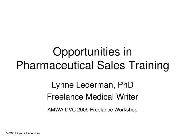 opportunities in pharmaceutical sales training