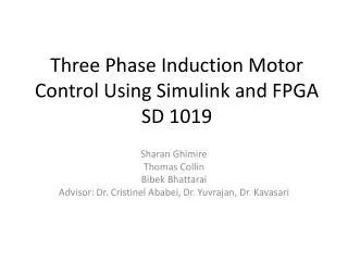 Three Phase Induction Motor Control Using Simulink and FPGA SD 1019