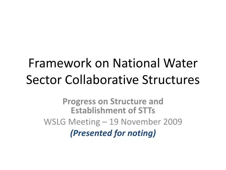 framework on national water sector collaborative structures