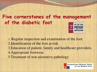 Five cornerstones of the management of the diabetic foot