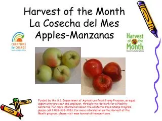 Harvest of the Month La Cosecha del Mes Apples- Manzanas