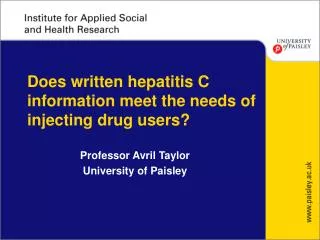 Does written hepatitis C information meet the needs of injecting drug users?