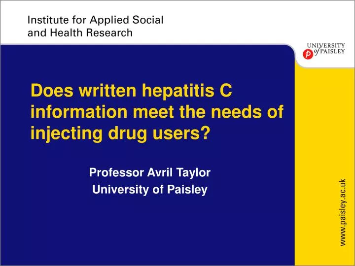 does written hepatitis c information meet the needs of injecting drug users