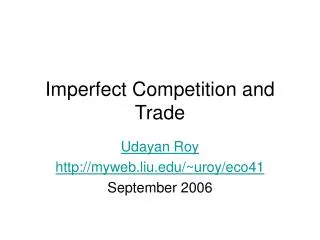 Imperfect Competition and Trade