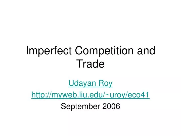 imperfect competition and trade