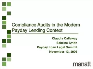 Compliance Audits in the Modern Payday Lending Context