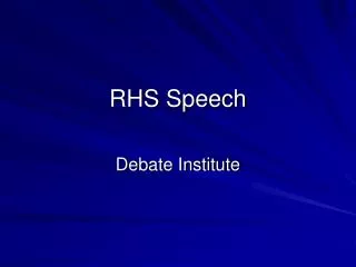 RHS Speech
