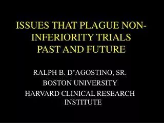 ISSUES THAT PLAGUE NON-INFERIORITY TRIALS PAST AND FUTURE