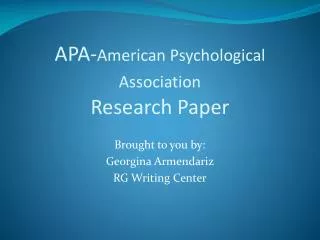 APA- American Psychological Association Research Paper
