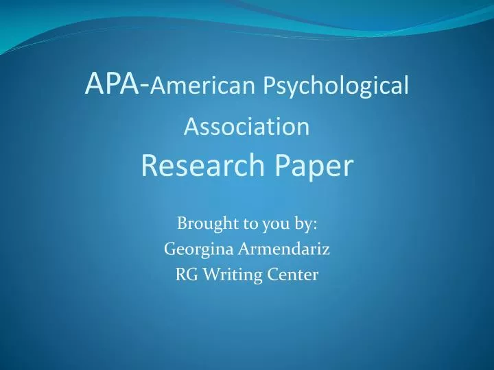 apa american psychological association research paper