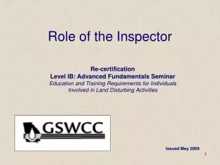 Role of the Inspector