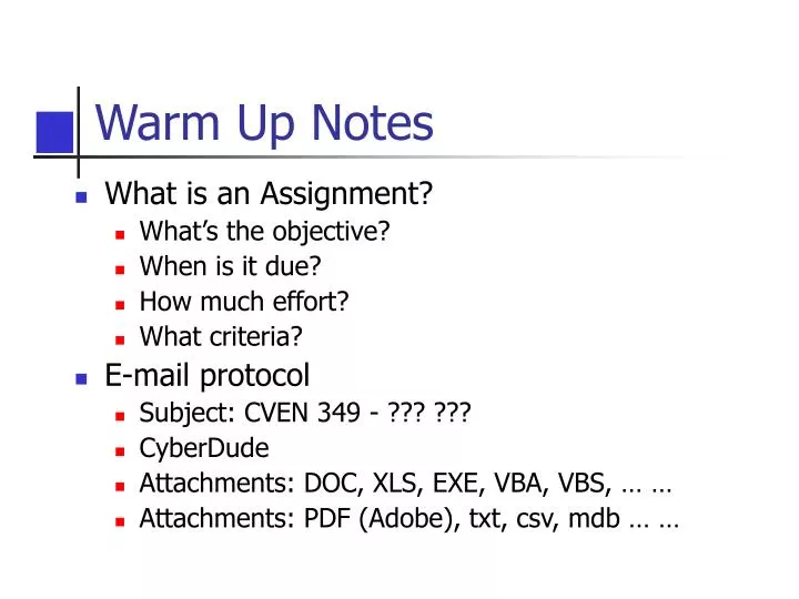 warm up notes