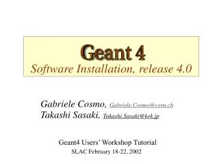 Software Installation, release 4.0