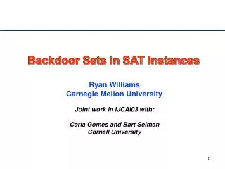 Backdoor Sets in SAT Instances