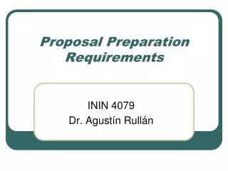 Proposal Preparation Requirements