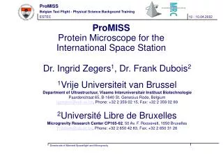 ProMISS Protein Microscope for the I nternational Space Station