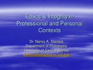 Ethics &amp; Integrity in Professional and Personal Contexts