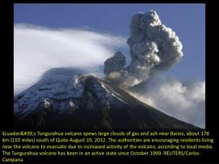 Ecuador's Tungurahua volcano erupts